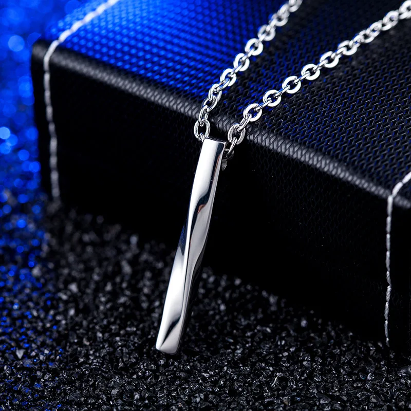 Stainless Steel Twist Long Strip Pendant Hip Hop Necklace Color-fast Long  Stick Pendant Necklace
