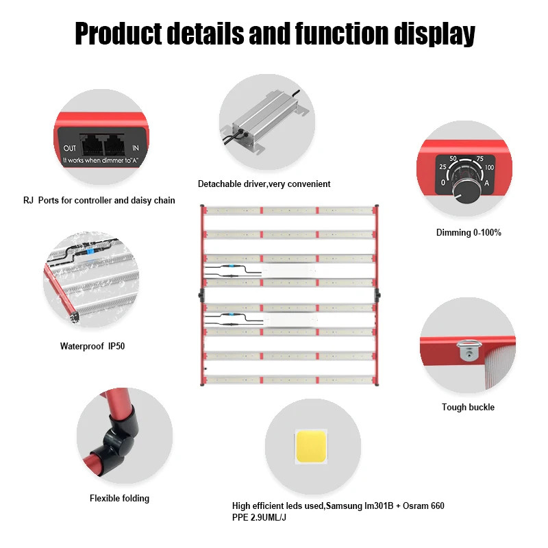 AGLEX 800W Plants Full Spectrum LED Grow Light Blue Red Indoor Vegetable Flower Plant LED Growing Light