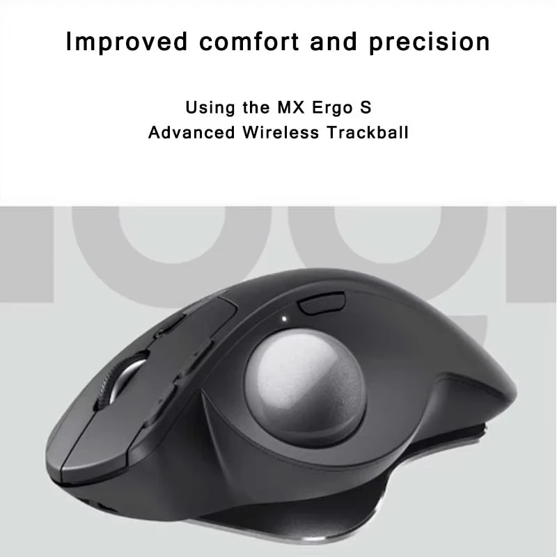 Logitech MX Ergo S Wireless Trackball Mouse Adjustable Ergonomic Design Rechargeable Blu aperçu 3