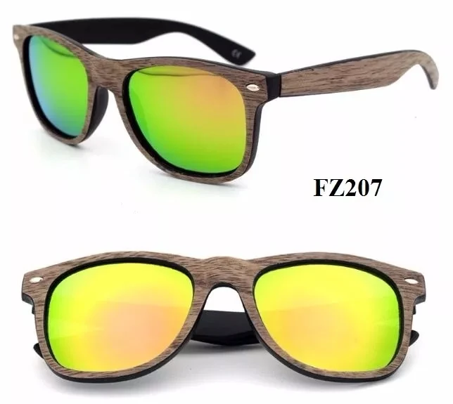 Hot Sale Custom Free Logo Mirror Lens Pc Wood Grain Sunglasses Buy