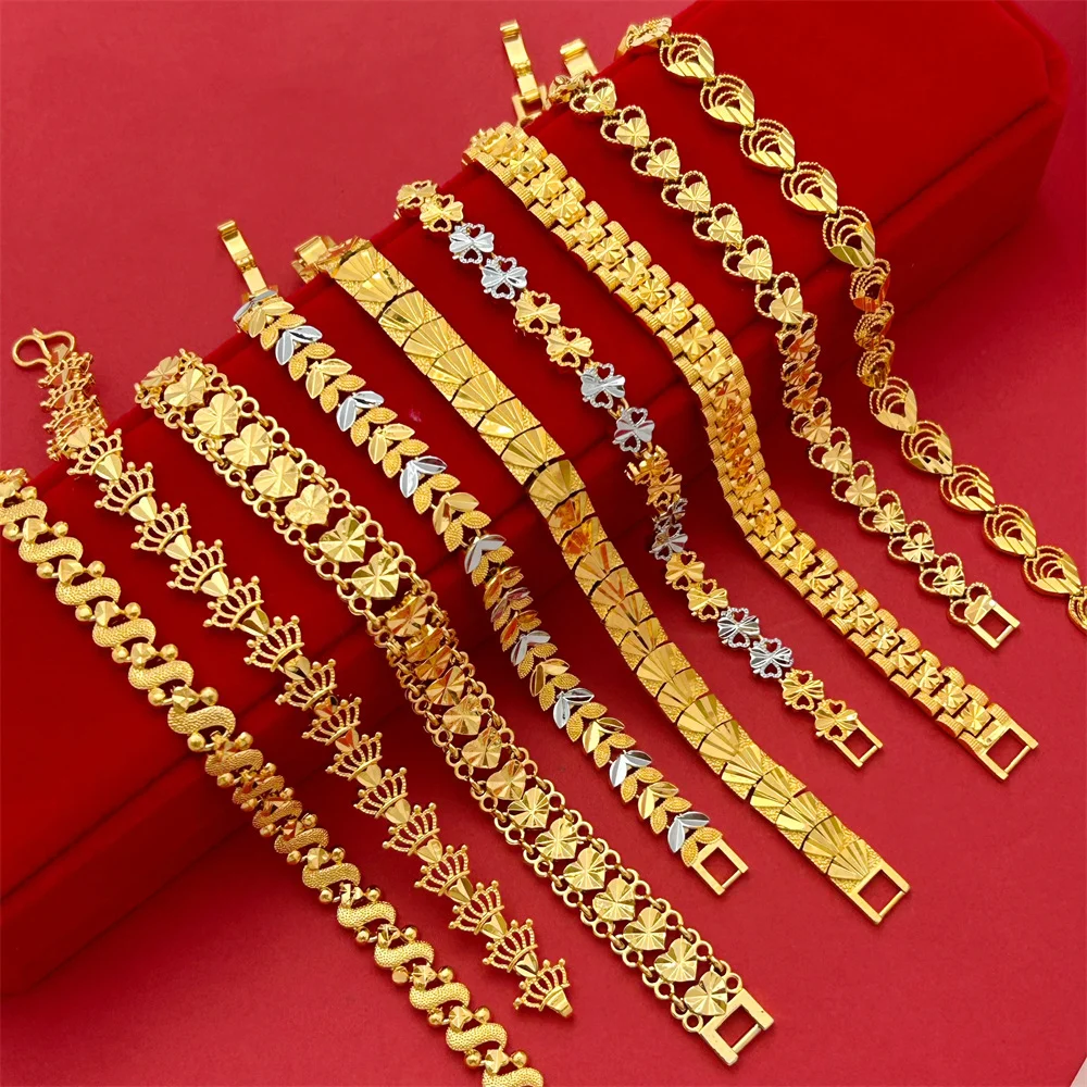 Fashion 18k 20k 22k Multi-style Brass Gold Plated Bracelet Luxury Women ...