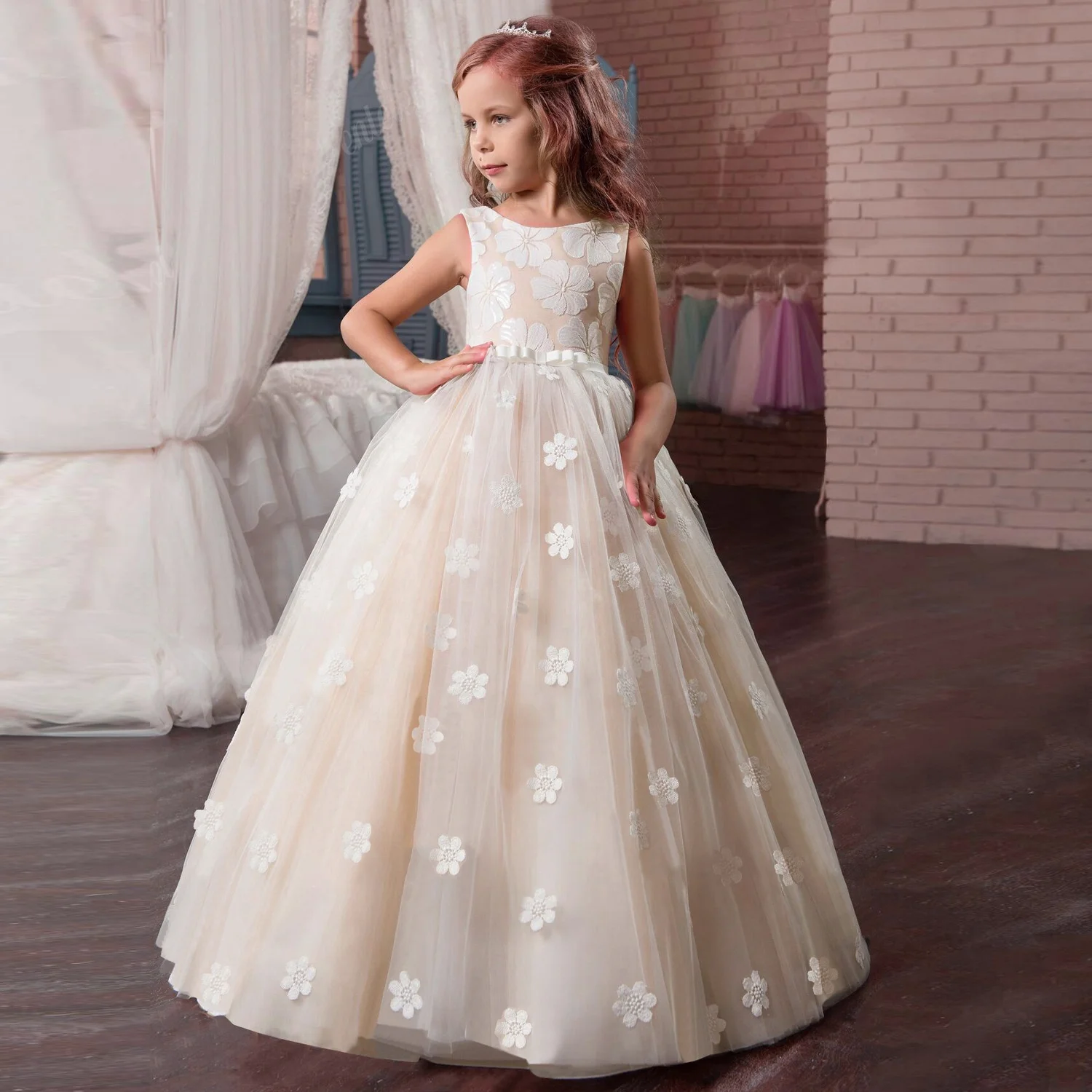 knee length dresses for ladies Boho Long Sleeve Lace Wedding Dress | Romantic A-Line Bridal Gown