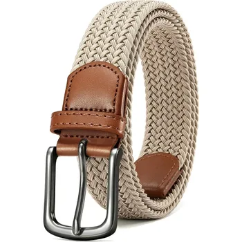 Elastic Braided Golf Belt for Men - Mens Casual Woven Stretch Belts 1 3/8"- For Golf Pants Casual Shorts Jeans