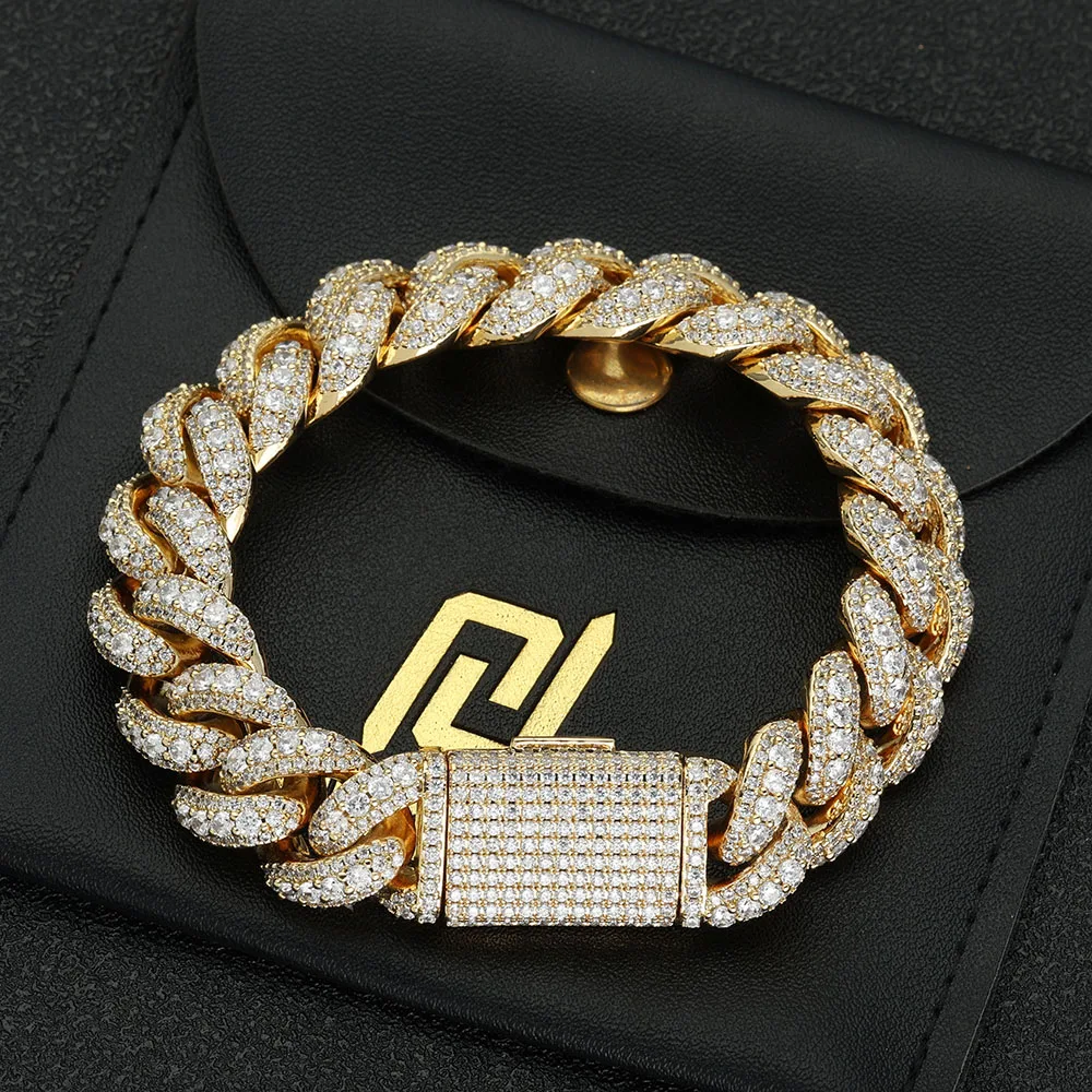 Iced Out Diamond Cuban Link Chain Necklace for Men Gold Cuban