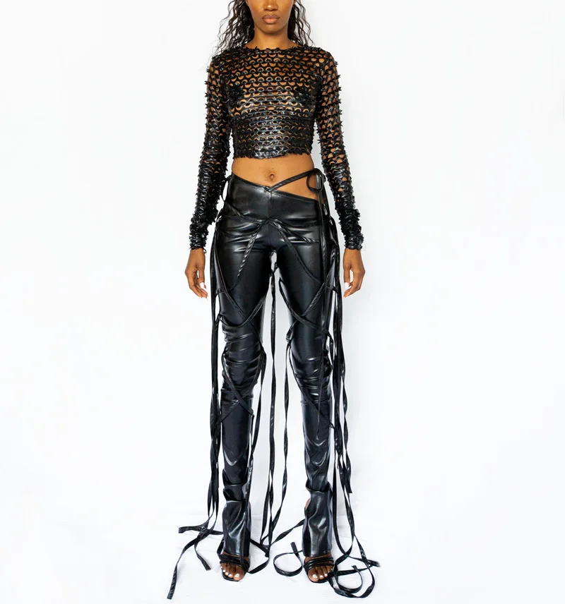 New Fashion Ladies Trouser Plus Size Pu 