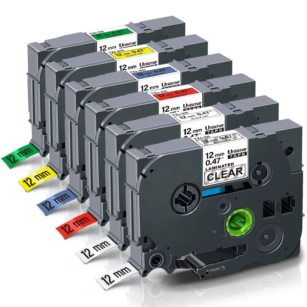Unismar Black On White 12mm X 8m Tze231 Compatible Brother Label