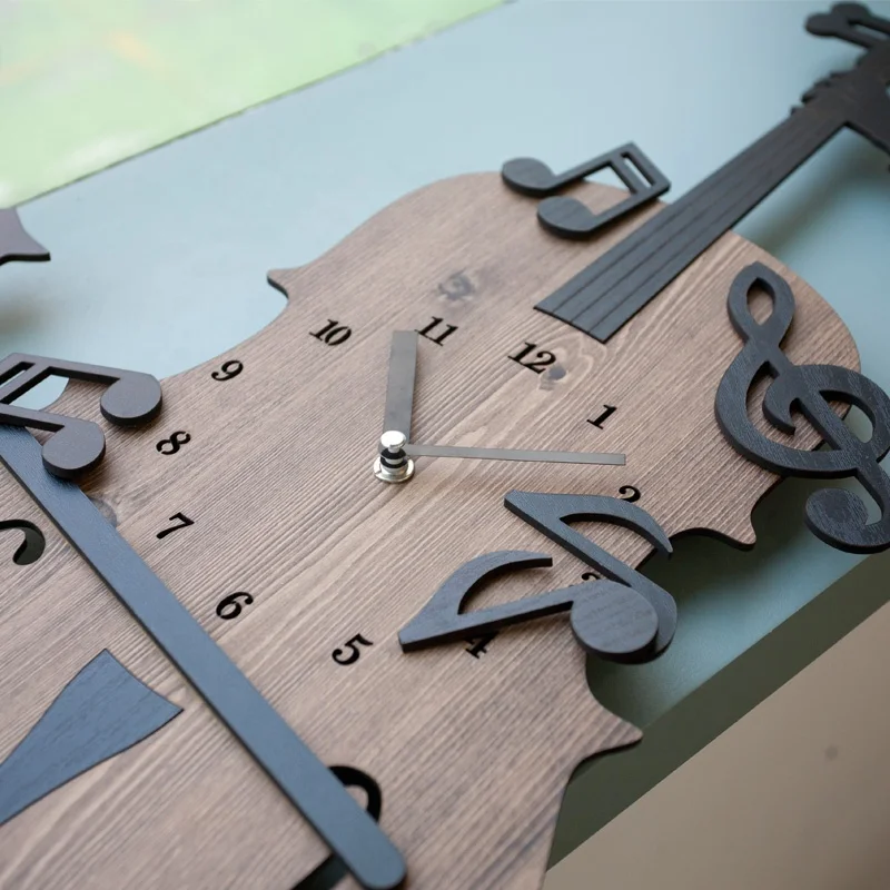 Домашние декоративные настенные часы в виде виолончели, деревянные настенные часы из МДФ, цена от производителя