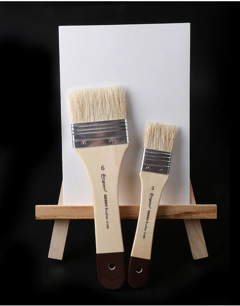 Artist Board Brush Set Bristle Paint Row Brush Wood Handle Flat Nylon