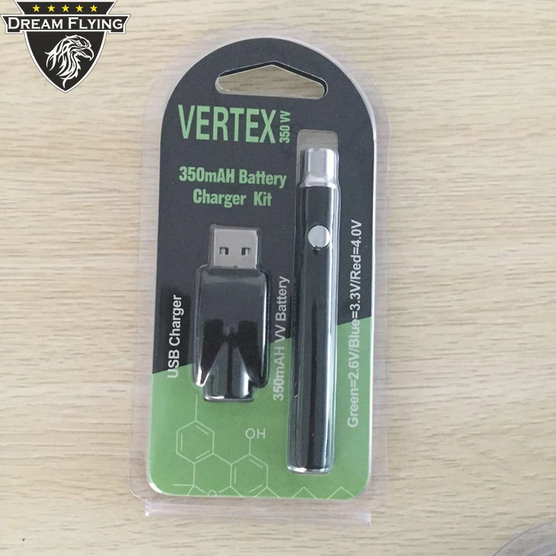 Заводская оптовая продажа 510 резьба 350 мАч контроль напряжения батарея vertex cbd vape pen kit