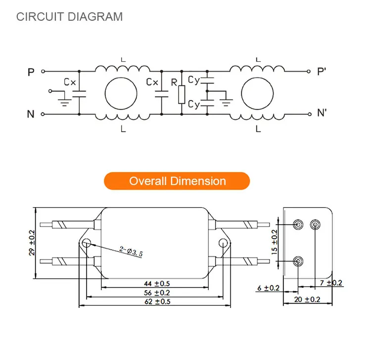 Single Phase AC/DC Double Section Power EMI Filter Industrial Medical Device Power Supply Choke Coil Low Voltage Products supplier