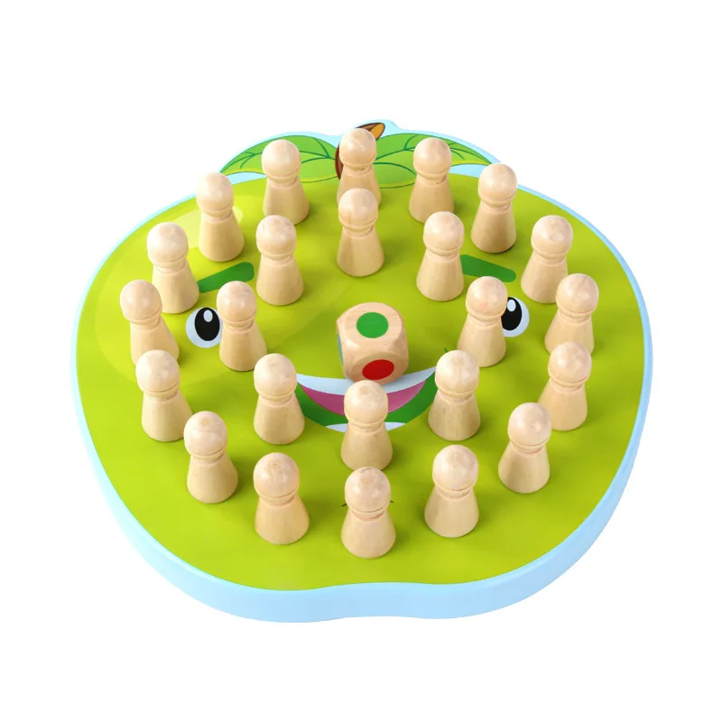 Wooden Memory Chess Kids Apple Cat Fish Shape Memory Chess Toys Early Education Thinking Logic Training Toys