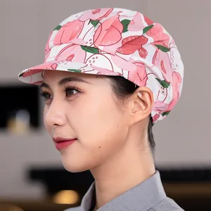 3D Embroidered Cotton Blend Work Hat Breathable Chef's Workshop Labor Protection Dust-proof Hair-proof Feature for Home Cooking