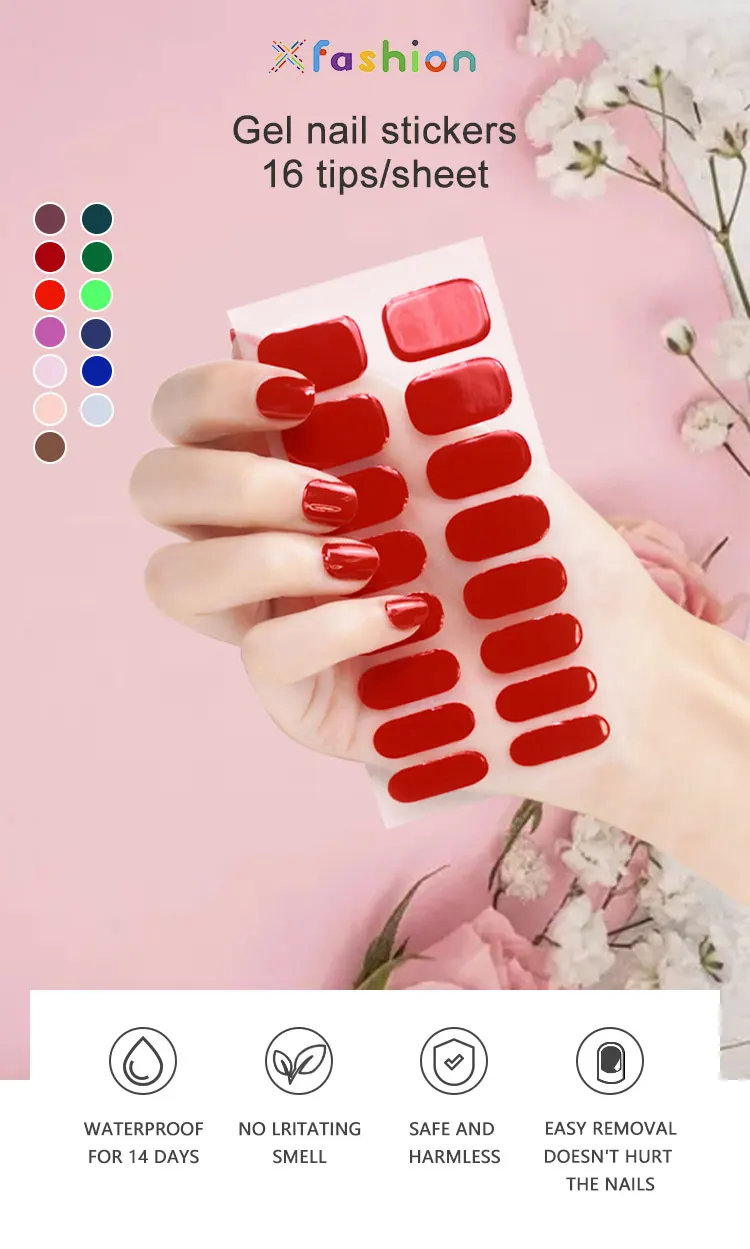High Quality Gel Strips Nail Sticker Long Lasting Gel Nail Wrap Uv Cure