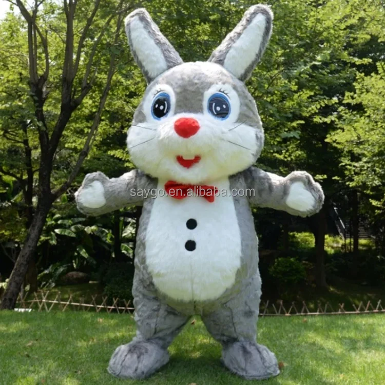 Grass Green Long Furry Short Eared Bunny Mascot Costume 2m Inflatable Easter Hare Rabbit Costume Suits for Performance