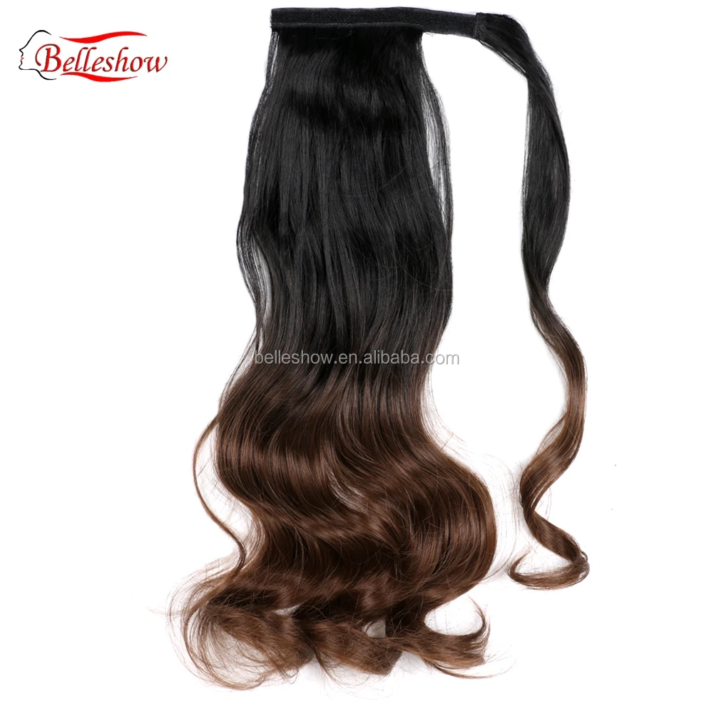 Лидер продаж, легко носить, много разных цветов, Омбре, шелк, кудрявые искусственные волосы, синтетическая обертка вокруг волшебной пасты, хвост