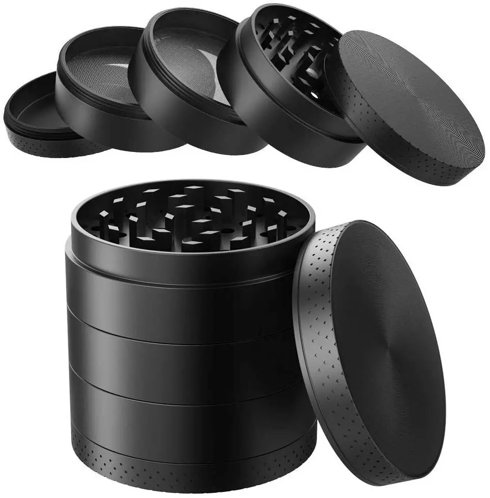 KOOLPUG Herb Grinder Metal 4 Piece 2.2 Inches, 55mm Zinc Alloy