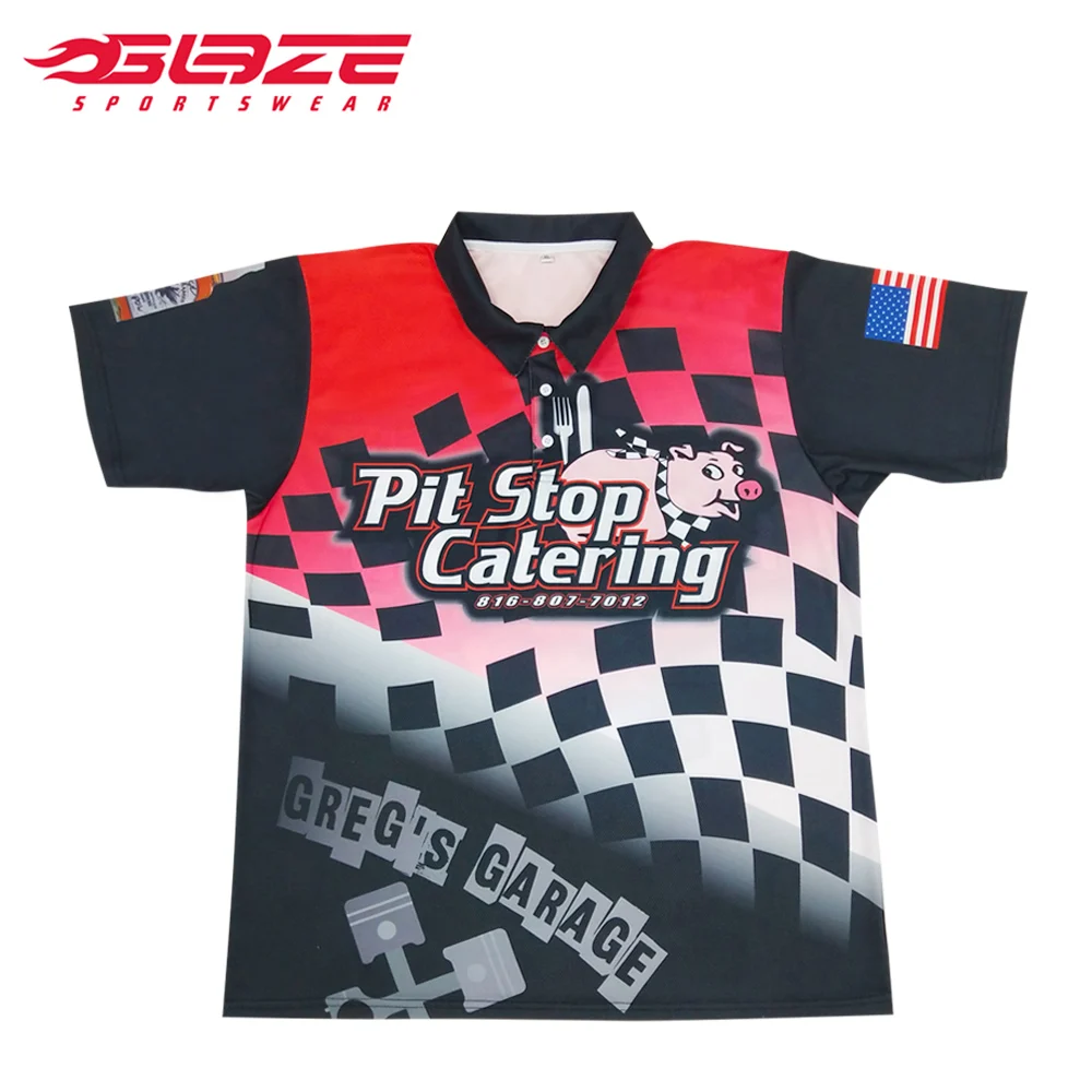 Wholesale 100% Polyester OEM High Quality Mens Racing Pit Crew Shirts