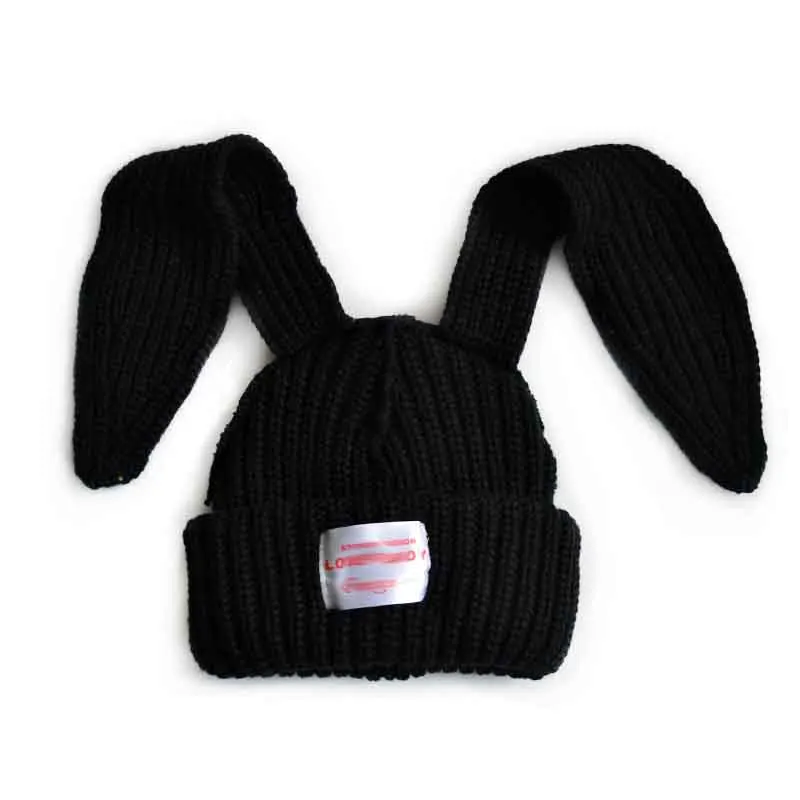 Cute Knitted Beanie Hat with Long Rabbit Ears for Winter