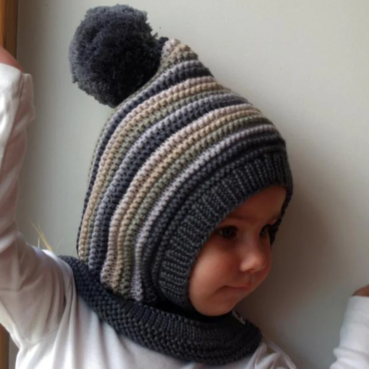 Pasamontañas para niños: sombrero de invierno de lana merina con calentador  de cuello, 9 meses a 5 años