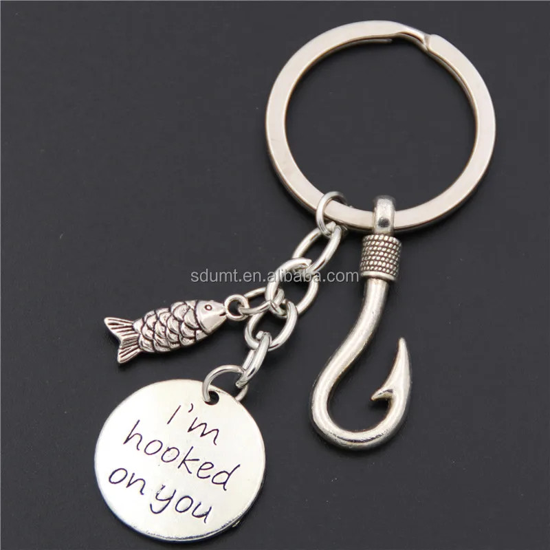 Fashion Key Ring Hip Hop Arrow Fish Hook Creative Handmade Alloy Fish Hook Key Chain Anchor
