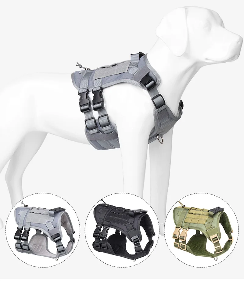 High Quality Adjustable Tactical Dog Vest Set and Harness Leash for Walking and Sports for Cats & Dogs