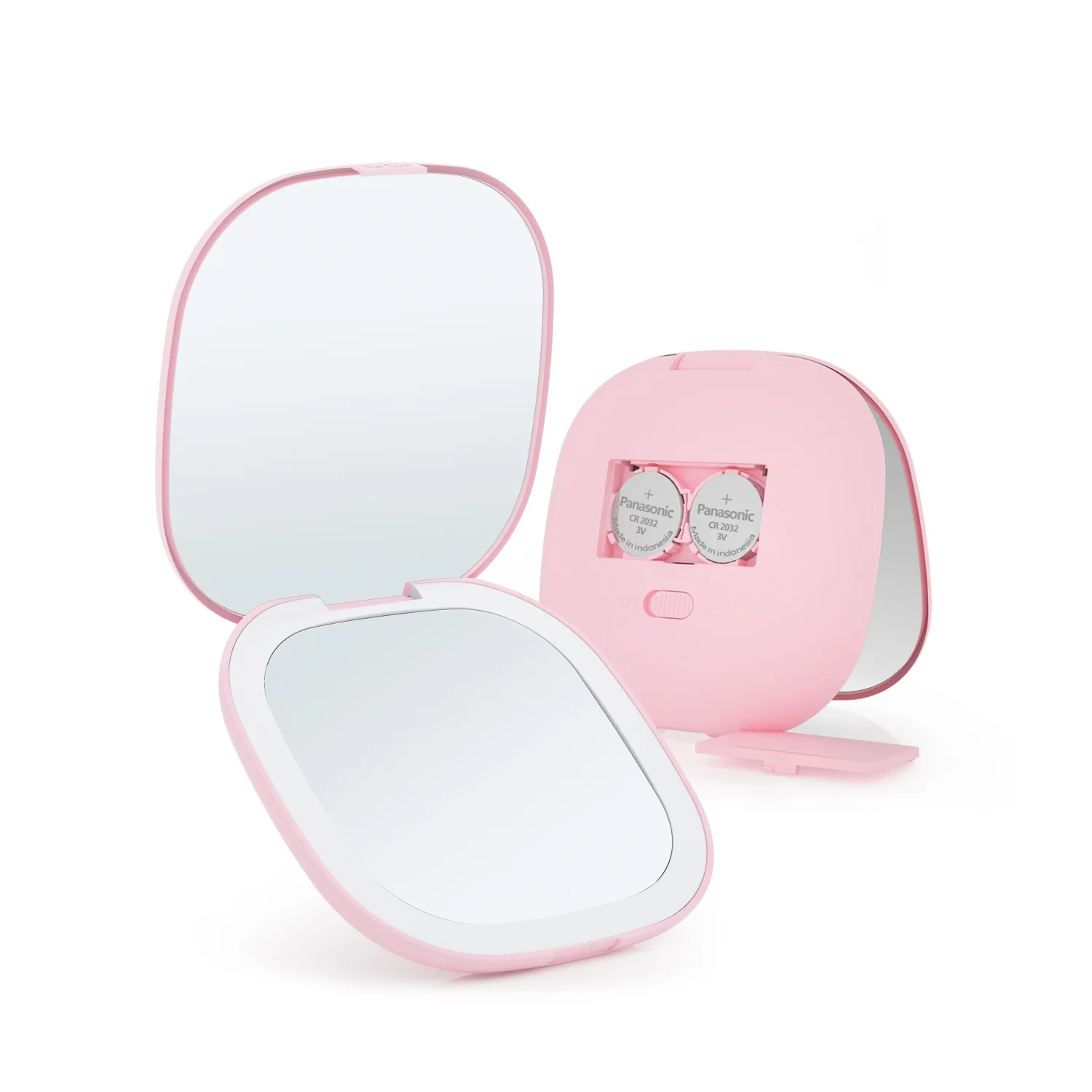 Custom Logo Travel Foldable Handheld Hand Held Make up Small Mini Makeup Mirror With Led Light Compact Pocket Mirror
