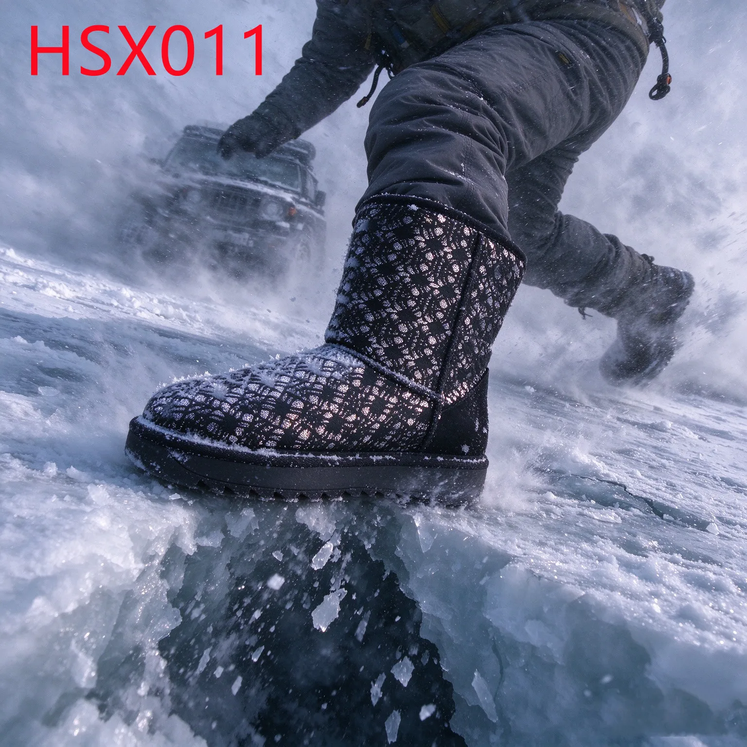 LXG,freezing Winter Day All Over Glitter Jacquard Hua Singh Snow Boots ultra Anti-slip TPR Outsole Lady Winter Boots HSX011