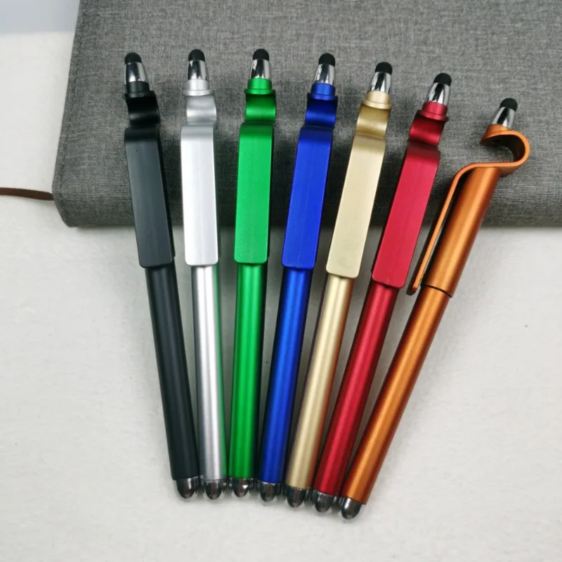 Wholesale Plastic Multi Functional Neutral Pen Touchscreen Phone Stand Ballpoint Pen Customized QR Code Logo Promotional