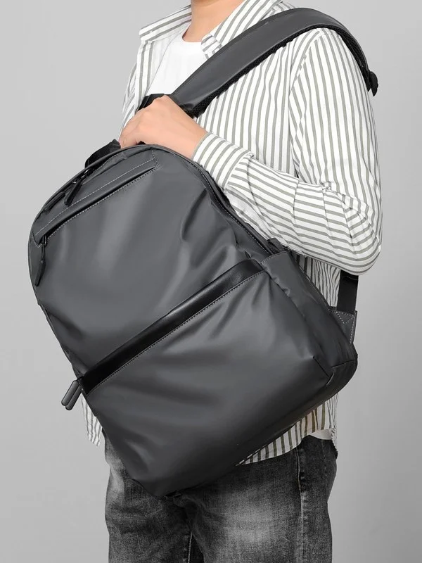 Light Luxury New Simple Fashionable Waterproof Polyester Men's Backpack Large Capacity Business Laptop Bag All-Match College