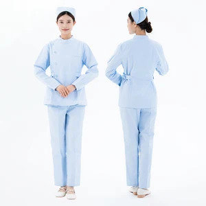 Wholesale Compports Custom Hospital Nurse Uniforms Long Sleeve Plus Size Medical Nursing Uniform Sets LOGO Broadcloth Fabric