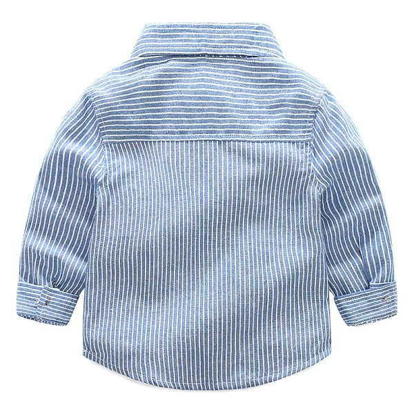 New Premium Embroidered Robot Striped Cotton Long-sleeved Butterfly Shirt for Boys Bloemen