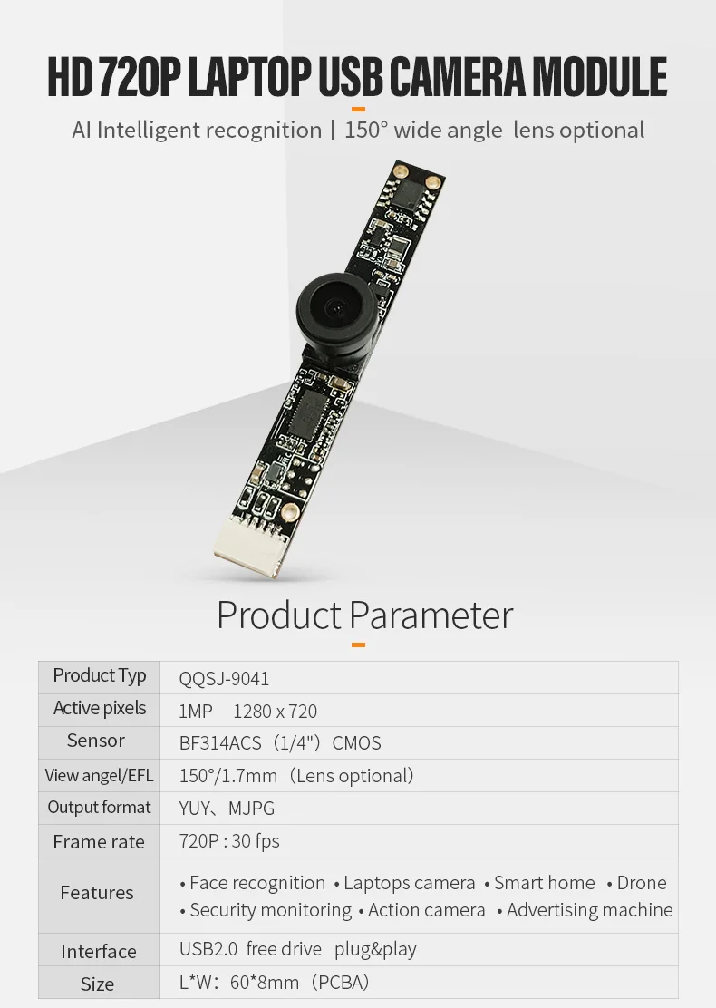 DGZX 1MP HD 720p Laptop Usb Camera Module插图
