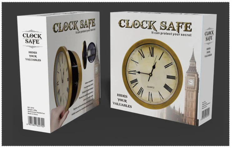 Рабочие настенные часы со скрытым пространством для хранения, полка с тремя отсеками, безопасное секретное хранение денег, наличных, ювелирных изделий