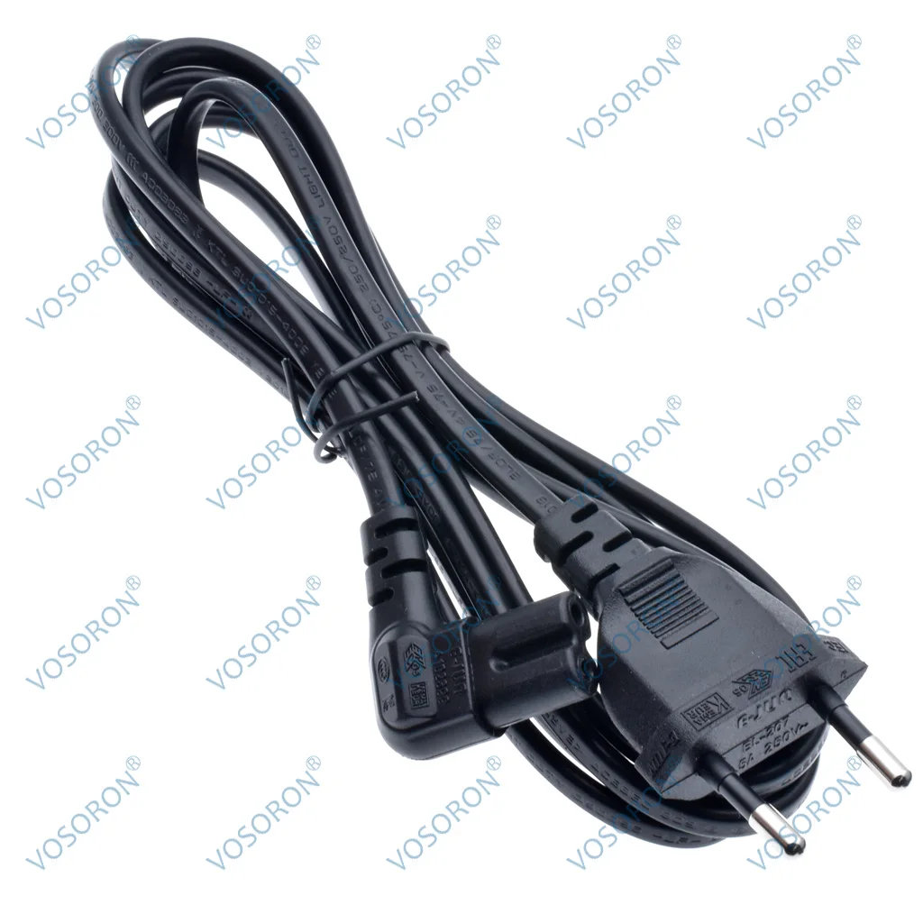 VDE Approved European EU 2 Core Power Cable IEC C7 Female Right Angle Electric Wire Extension Cord