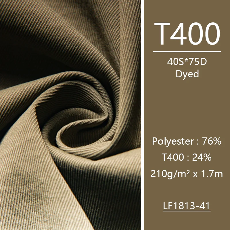 High Quality Coat Spun Polyester Cotton Feel Cavalry Twill T400 Fabric