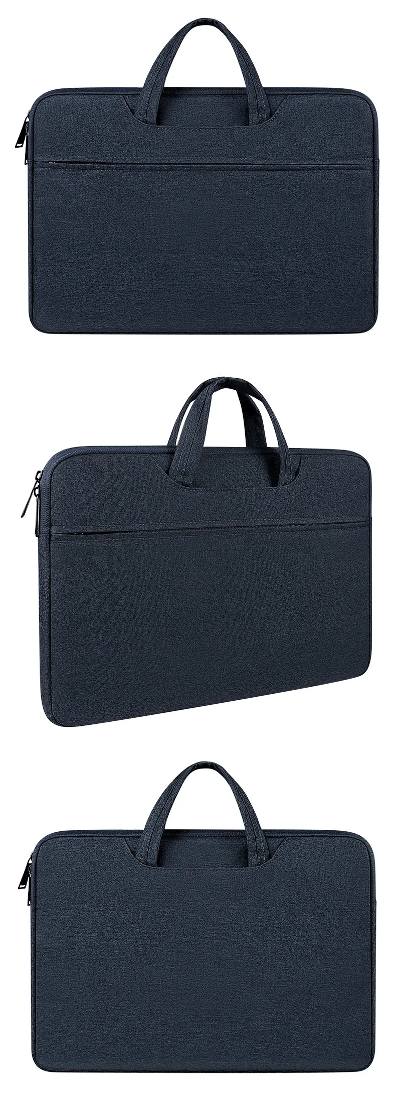 Factory custom multi pockets large capacity durable waterproof portable fabric strong two zipper business laptop tote bag