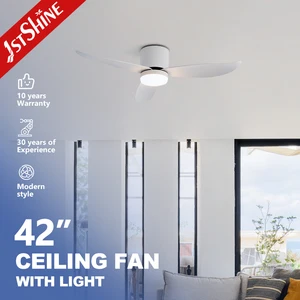 1stshine LED Ceiling Fan Flush Mounted 42 Inches White ABS Blades Remote Ceiling Fan