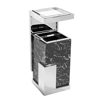 Hotel lobby trash can hotel elevator entrance vertical stainless steel marble trash can with ashtray