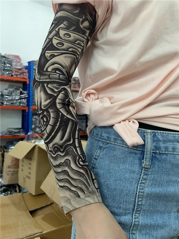 Anti-uv Sun Block Black White Blue Gray Sport Gym Hand Cover Elastic Cycling Arm SleevesPopular Cool Fashion Tattoo Arm Sleeves