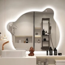 Irregular cute  bear shape beauty led mirror decoration led mirror bathroom smart for children room