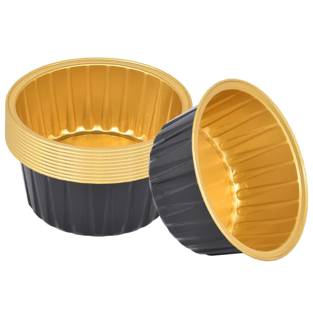 Aluminum Foil Cupcake Container 150/300ml Heat-resistant Foil Baking Cups With Clear Lids and Spoons Mini Square Cake Pan Round