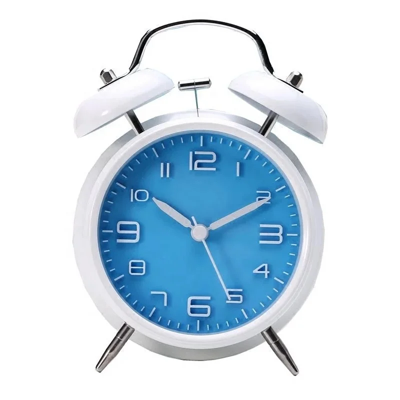Modern Minimalist 4 Inch Digital Alarm Clock Electronic Movement Metal Mechanical Bell Student Bedside Bedroom Factory Wholesale