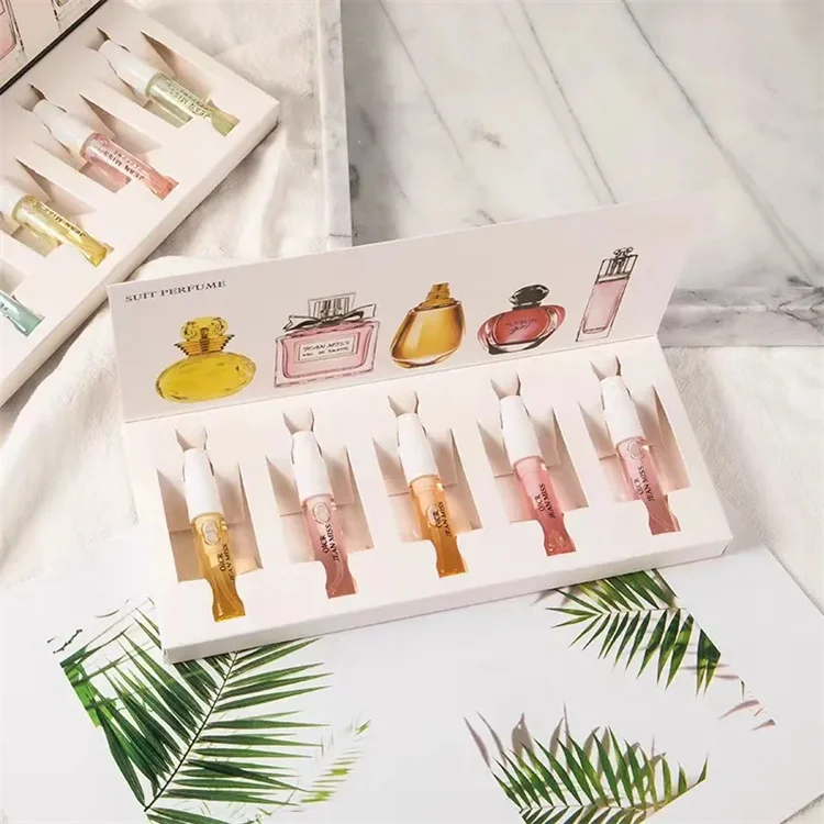 Custom Carton Paper 5ml 10ml Spray Bottle Perfume Oil Tester Roller Sample Packaging Box for Perfume Bottles Set Samples