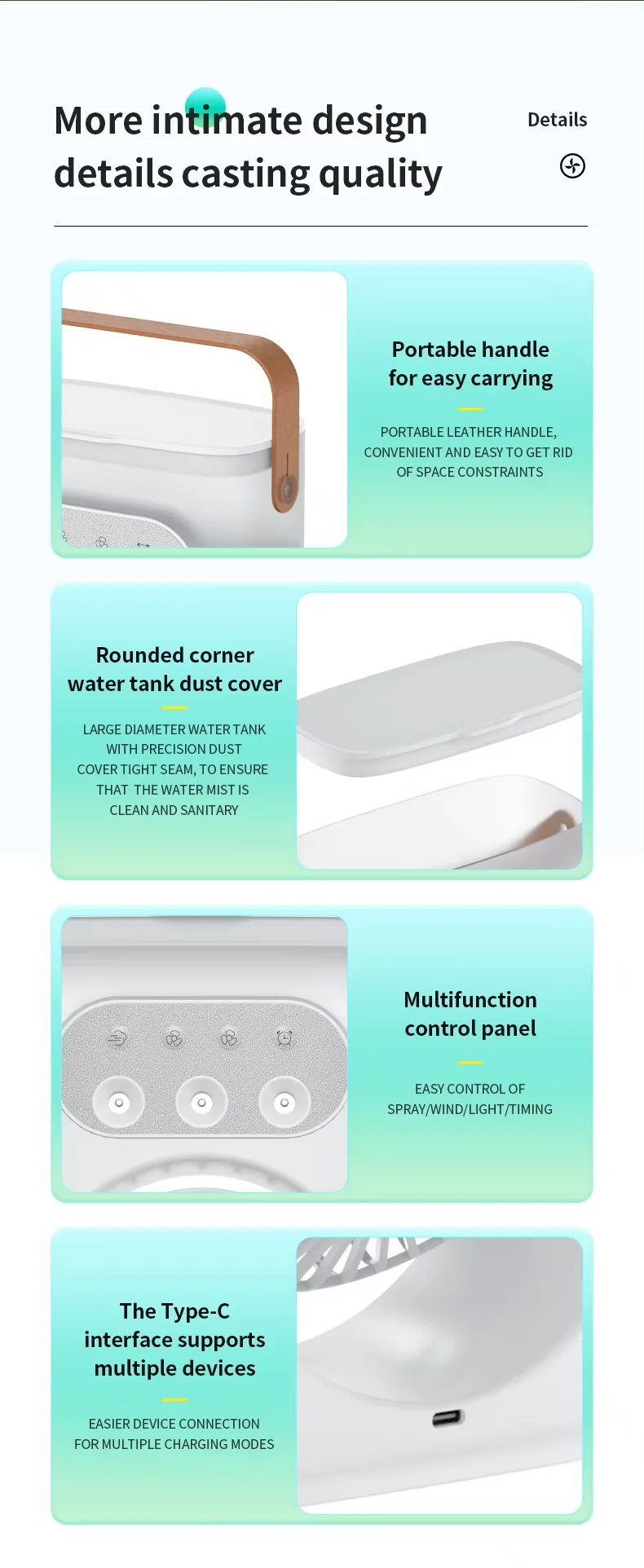 Tragbarer Mini Tischventilator Mit Luftbefeuchter Für Zuhause_voghion.com