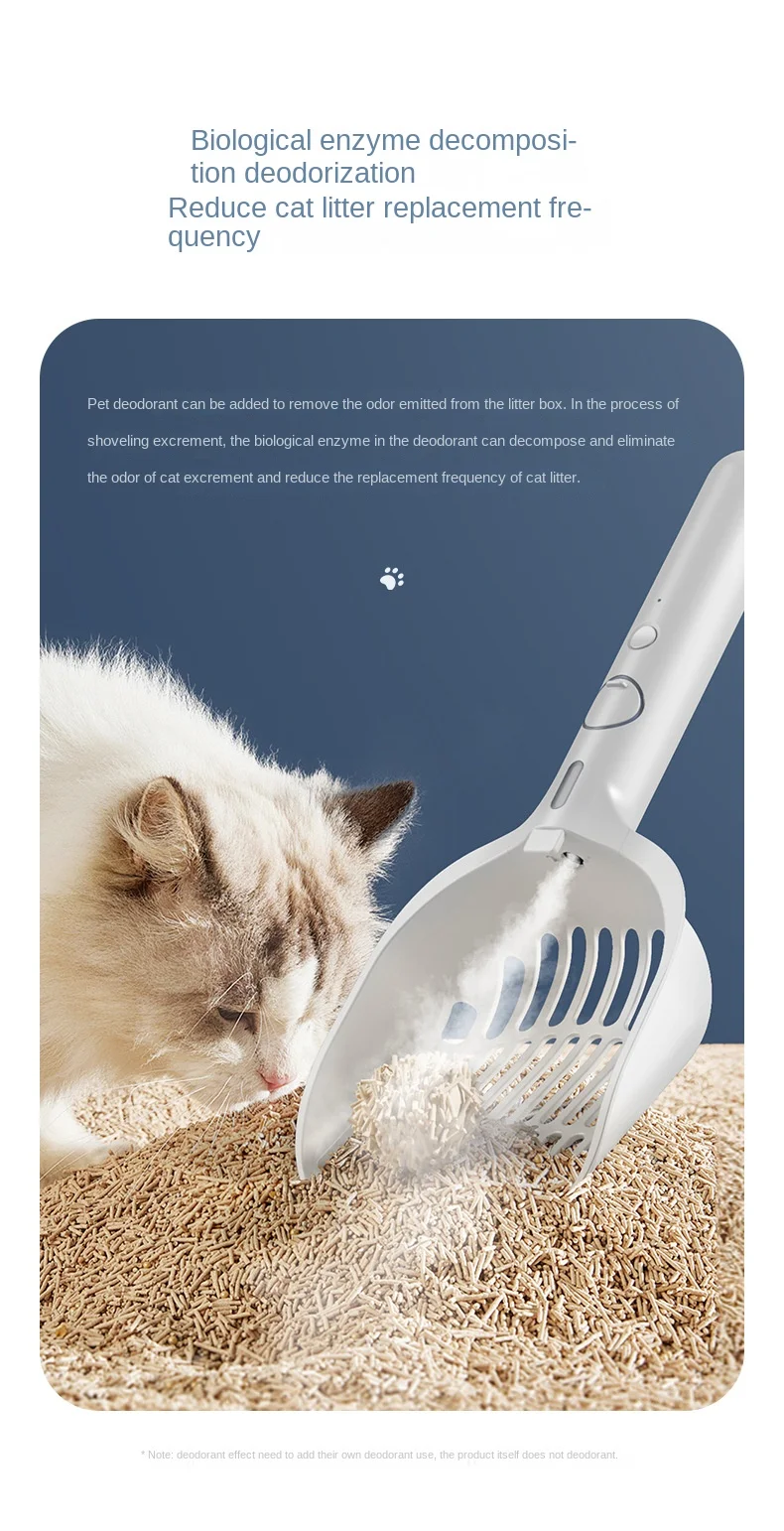 Large Aromatherapy Cat Litter Spatula with Magic Extension Handle Dust Tofu Moistening Sand & Poop Spray Pet Cleaning Accessory details