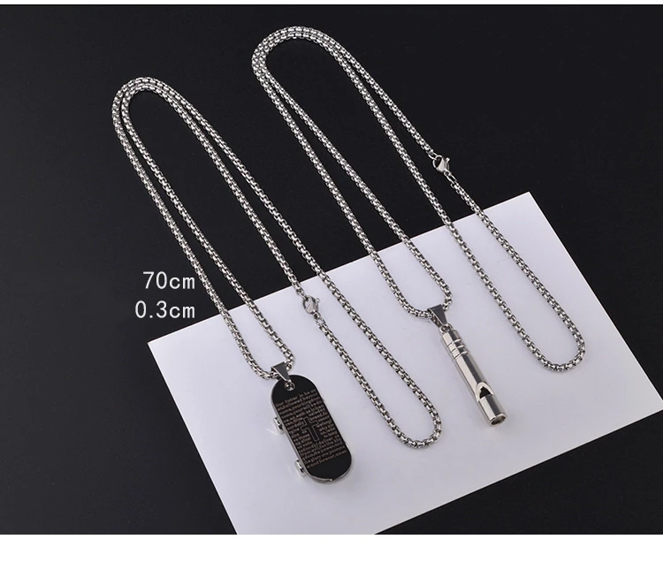 BINSHUO Hip Hop Stainless Steel Zircon Charm Skateboard Whistle Fashion Charms Pendant Necklace for Men