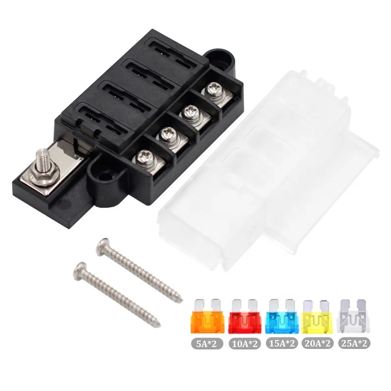 Automotive Marine Single Side 4 Way Blade Fuse Box 12~32V