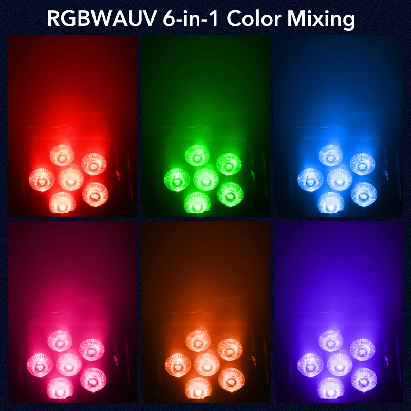MOWL Wireless Control DMX 6x18W RGBWA UV 6in1 Battery Powered Uplight LED Par Light for Wedding DJ Party