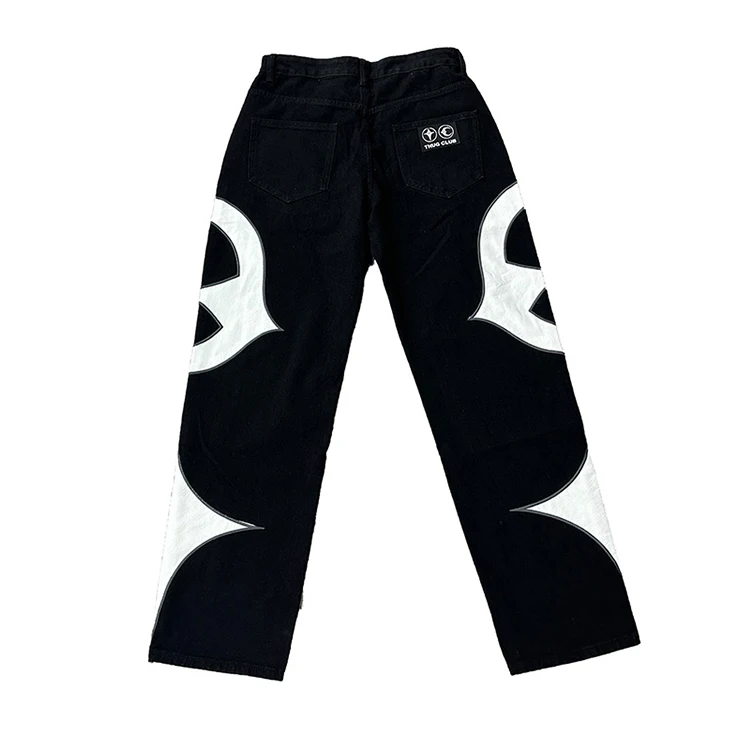 Vintage Mid Hop Wide Leg Baggy Botton Denim Fabric Jean Trousers Custom High Quality Fashion Casual Woven High Waist