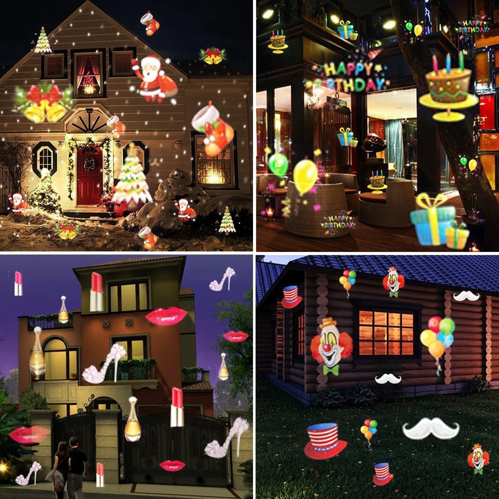 LED Christmas Snow Lights White Storm 360 Degree Rotating Projection Pattern Outdoor Landscape Lawn Laser Stage Spotlights